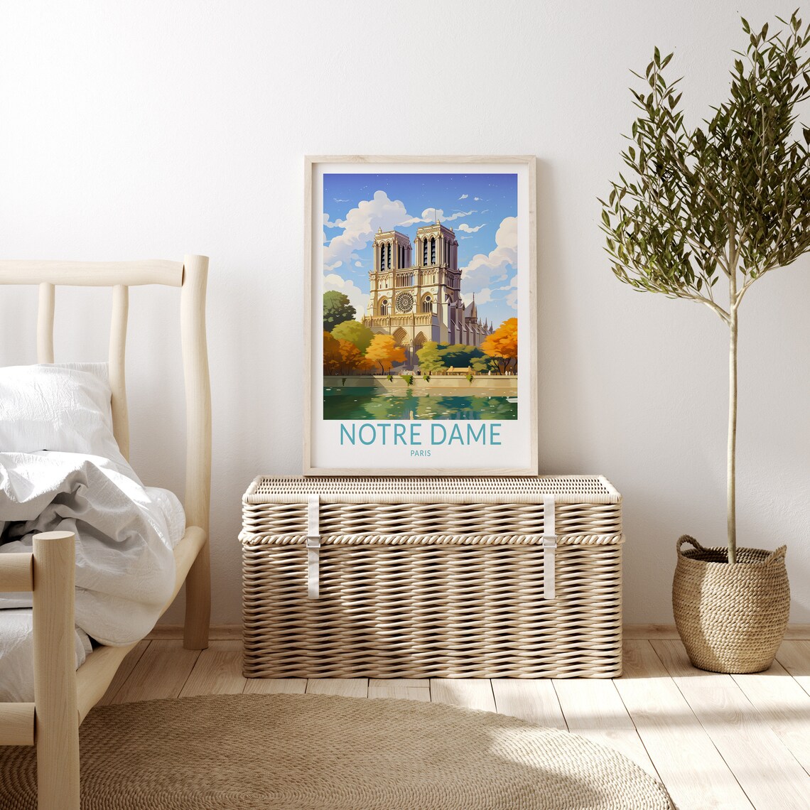 Notre Dame Cathedral Paris Autumn Sunset Golden Light Travel Poster - Image 3