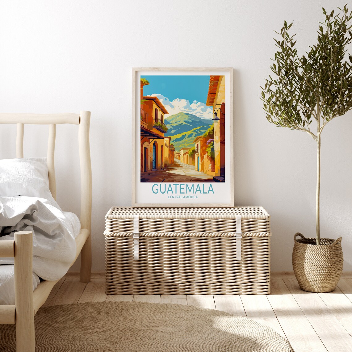 Colorful Guatemala Central America Old Town Street Travel Art Poster - Image 3