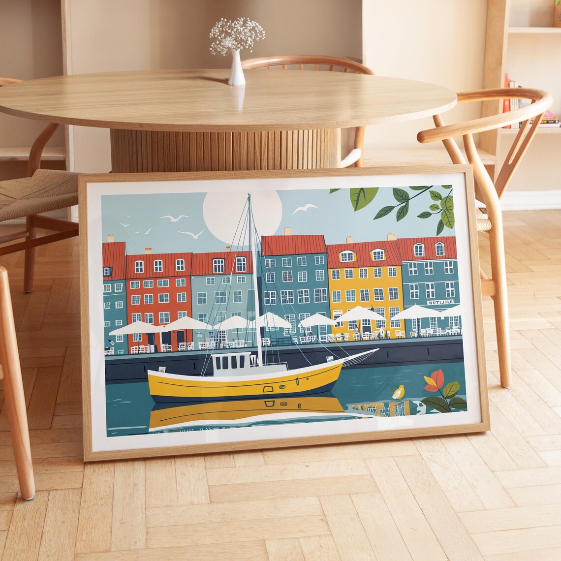 Copenhagen Denmark Nyhavn Harbor Colorful Waterfront Boat Poster - Image 3