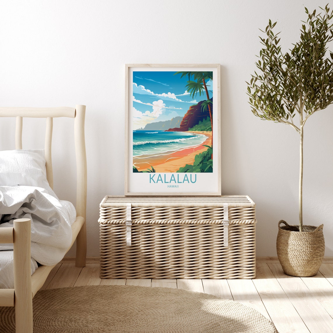 Kalalau Hawaii Secluded Beach Red Cliffs Coastline Travel Poster - Image 3
