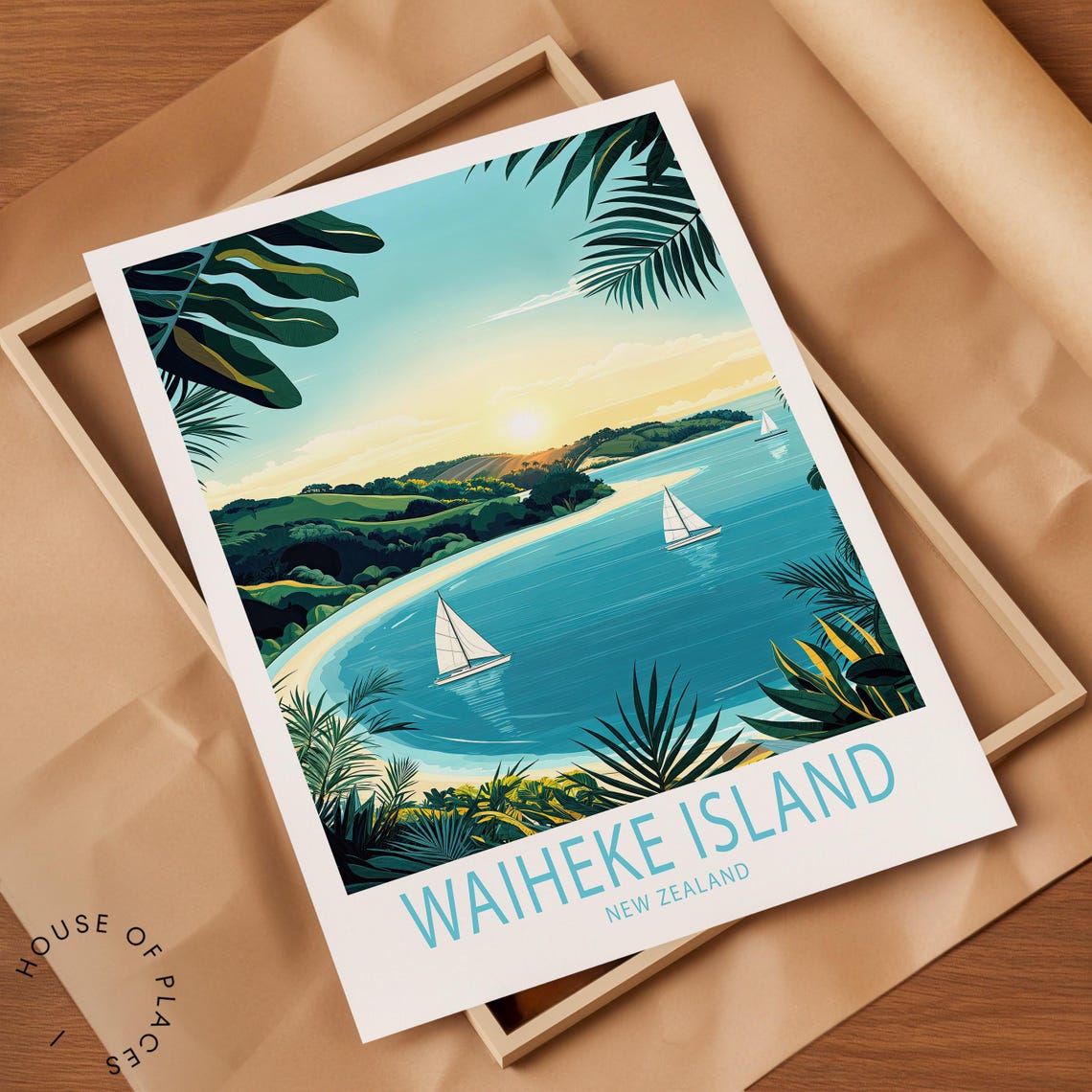 Waiheke Island New Zealand Poster New Zealand Travel Wall Art Waiheke Island Travel Gifts Wedding Present Birthday Gifts - Image 2