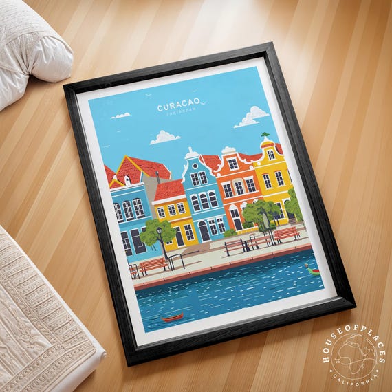 Curacao Island Print Willemstad Caribbean Poster Caribbeans Wall Art Home Decor Gifts Wedding