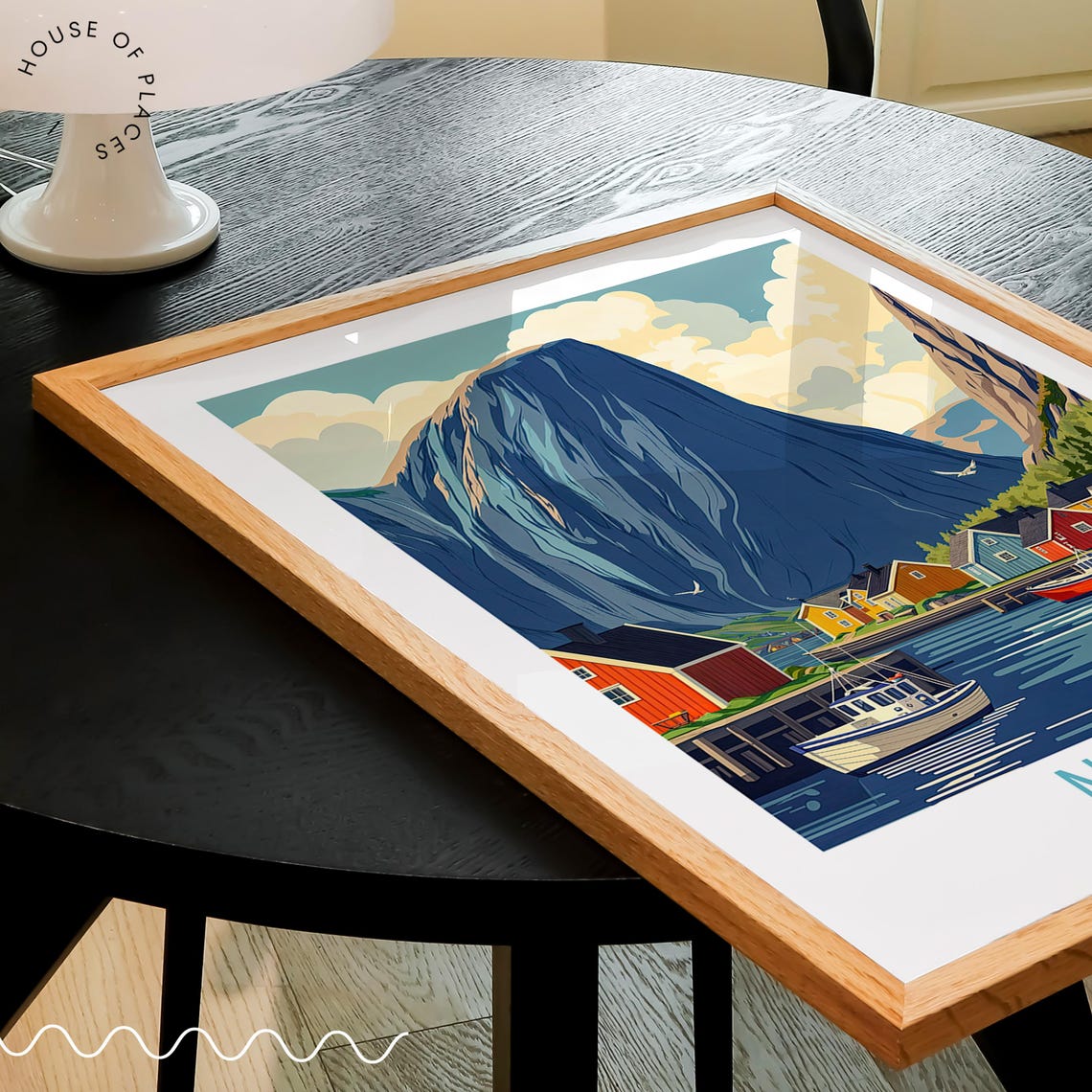 Norway Scandinavia Fjord Harbor Boats Cliff Village View Poster - Image 3