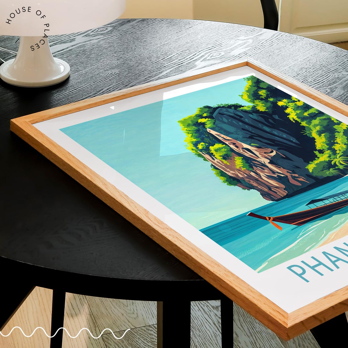 Phang Nga Bay Thailand Limestone Cliff Longtail Boat Beach Poster - Image 3