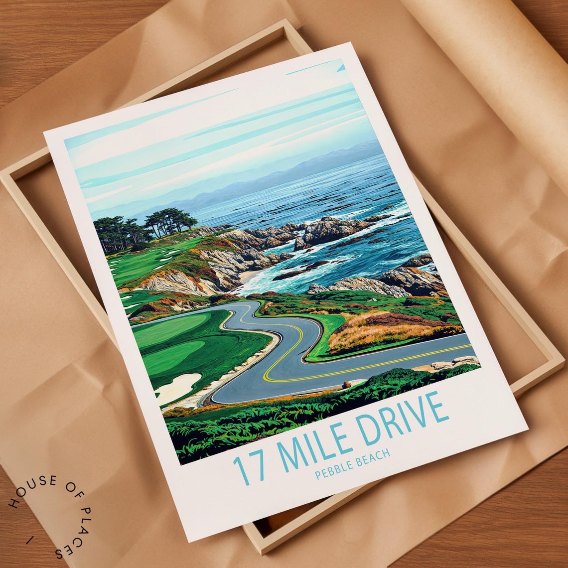 17 Mile Drive Pebble Beach Poster Pebble Beach Wall Art 17 Mile Drive Travel Print City Personalised Gifts Travel Gifts - Image 2