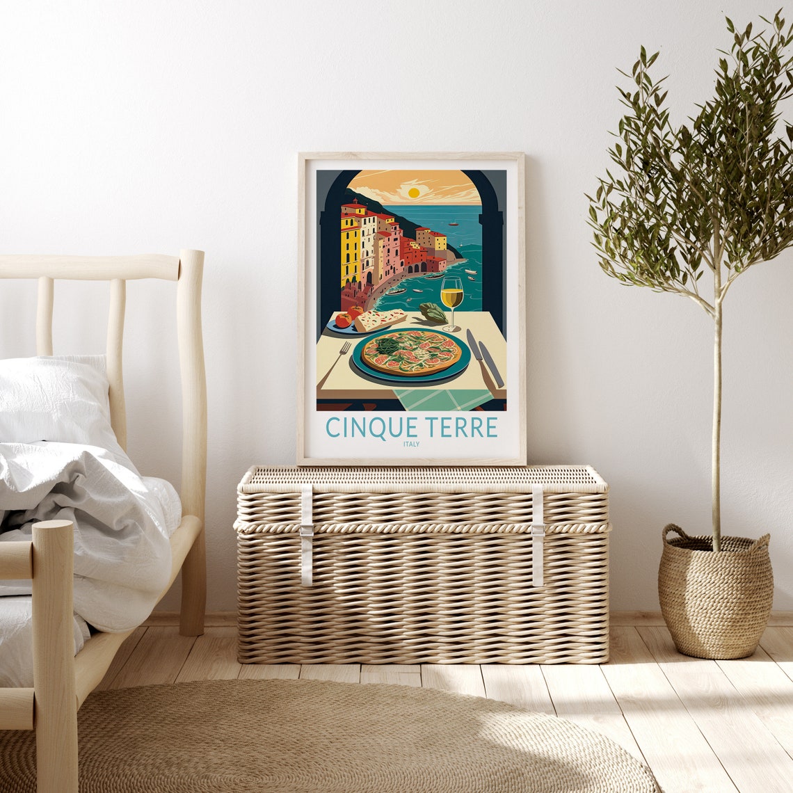 Cinque Terre City Travel Print Cinque Terre Food Italy Travel Poster Print Italy City Wall Art Italian Food Travel Poster - Image 3