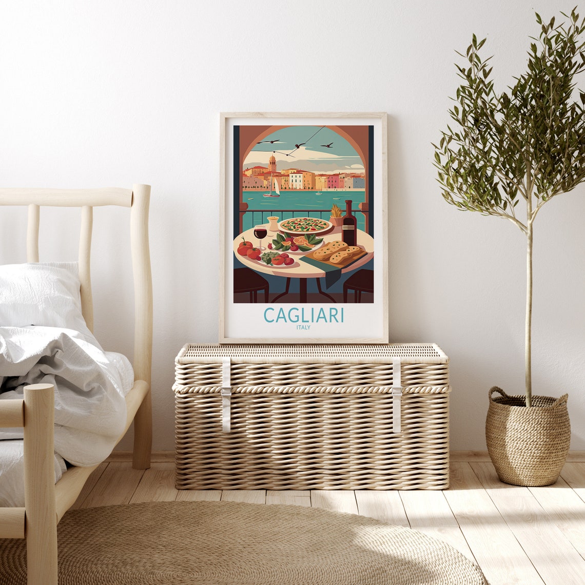 Cagliari Italy Travel Poster Cagliari Travel Print Italy Cagliari City Wall Art Italian Food Travel Poster Food And Travel Wall Art - Image 3