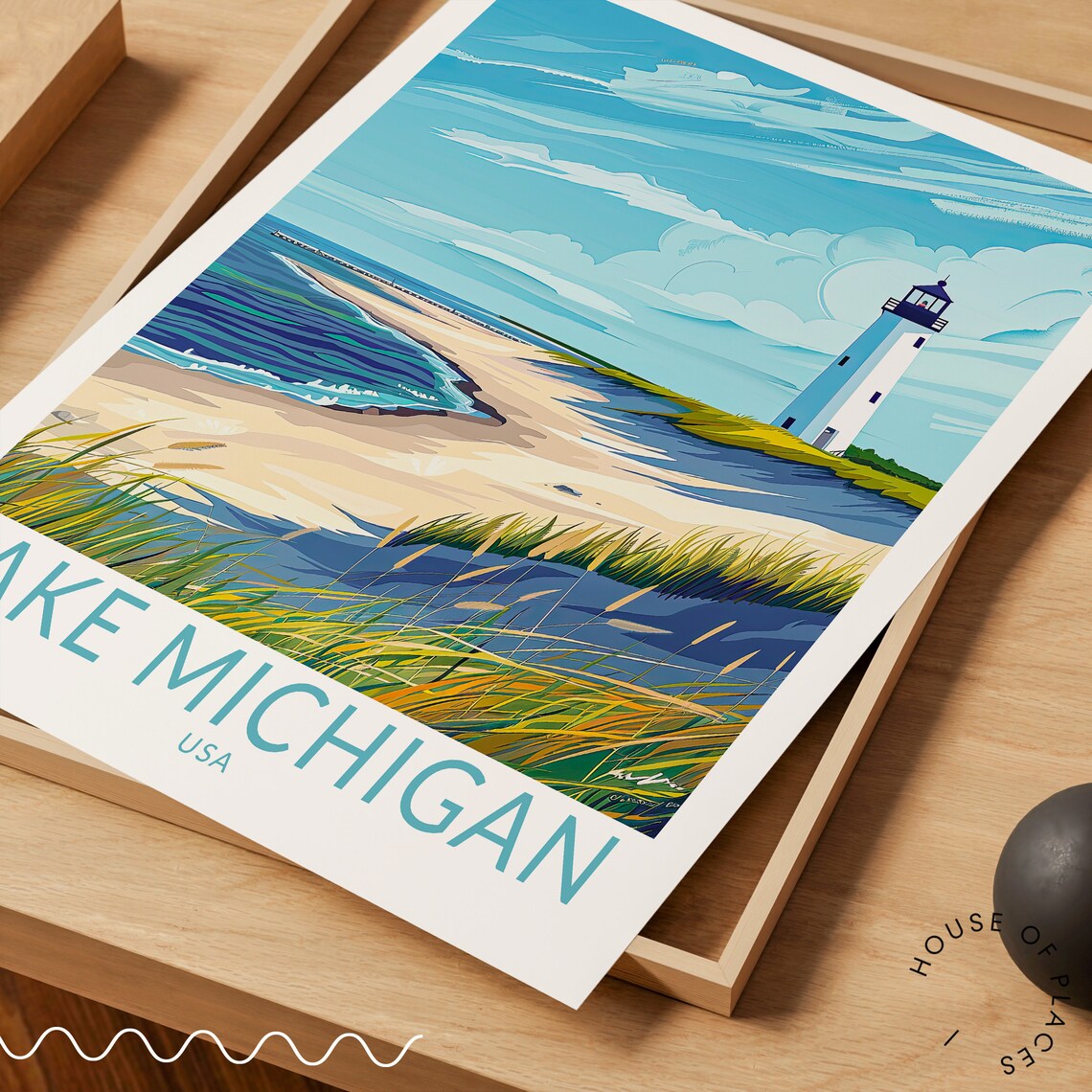 Lake Michigan Travel Poster, USA Coast Art Print - Image 2