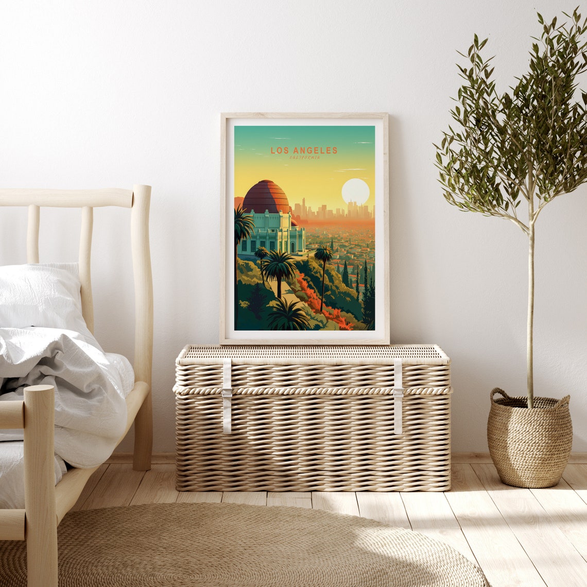 Los Angeles Griffith Observatory Sunset Skyline Travel Poster - Image 3
