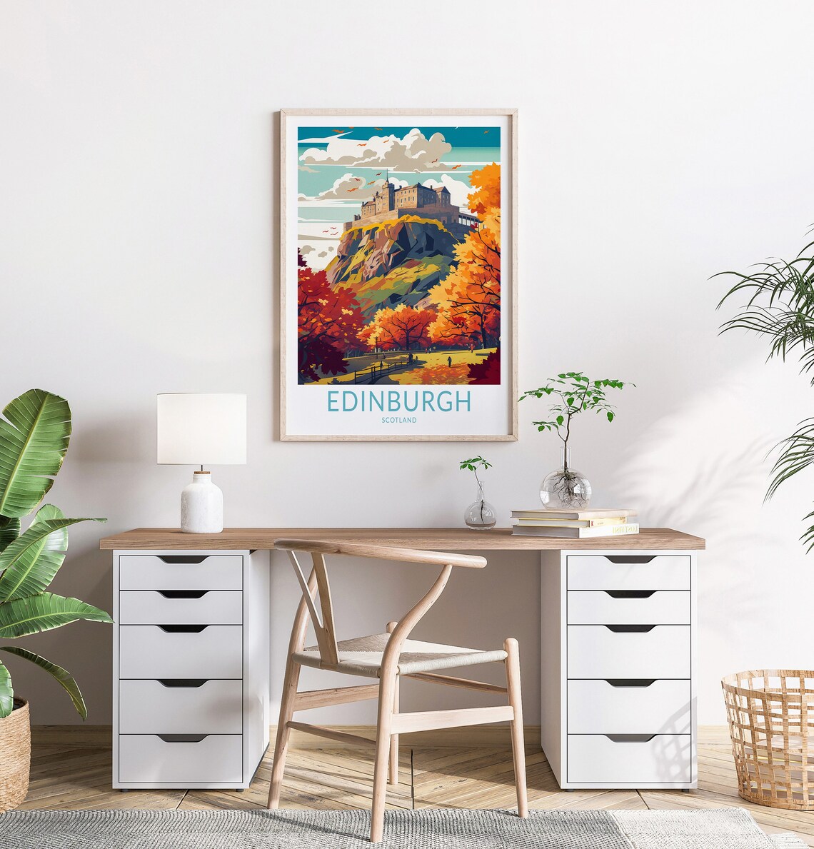 Edinburgh Scotland Travel Poster, Castle Wall Art - Image 2