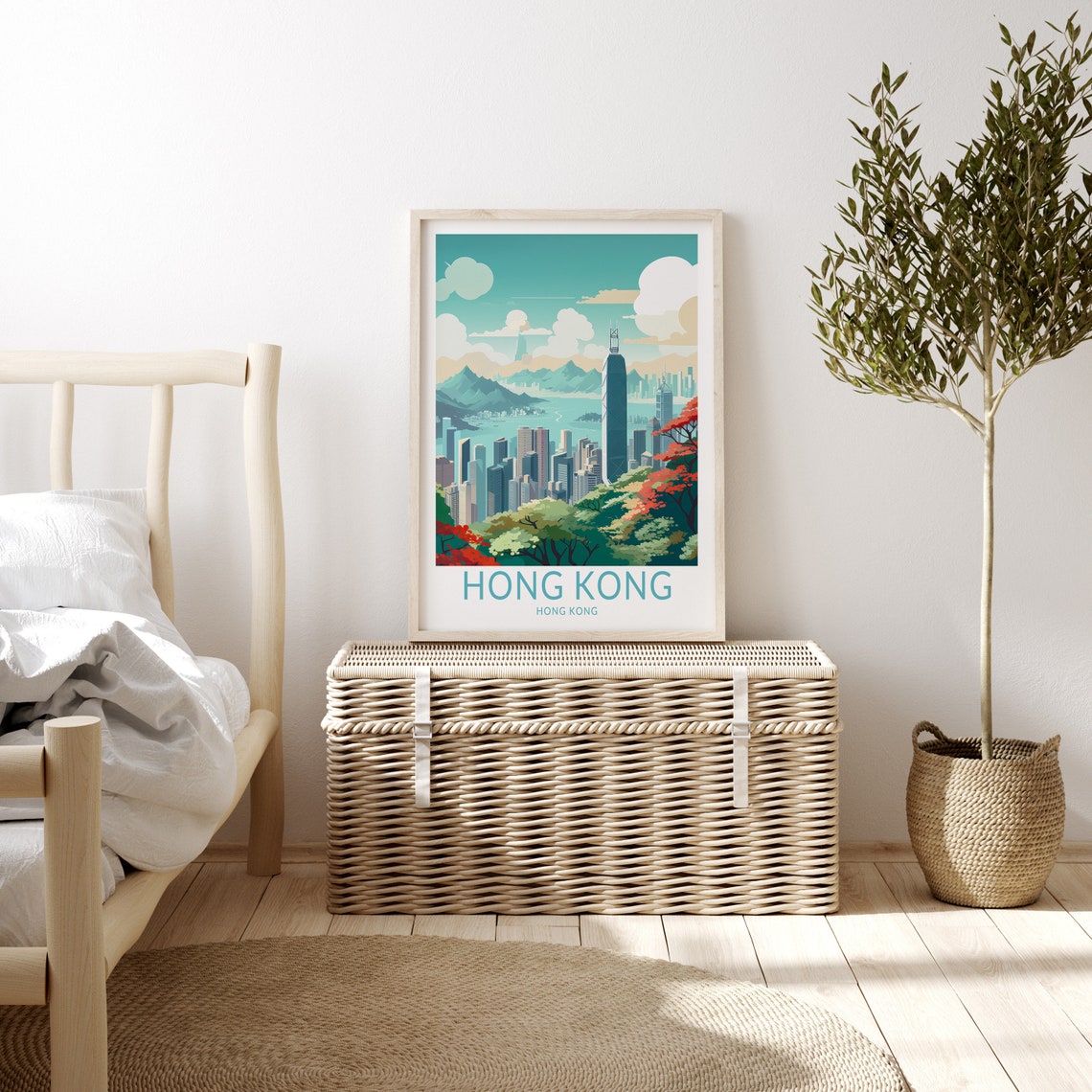 Hong Kong Travel Poster Hong Kong City Poster Print Hong Kong Wall Art Hong Kong Skyscrapers City Wall Decor Birthday Gifts - Image 3