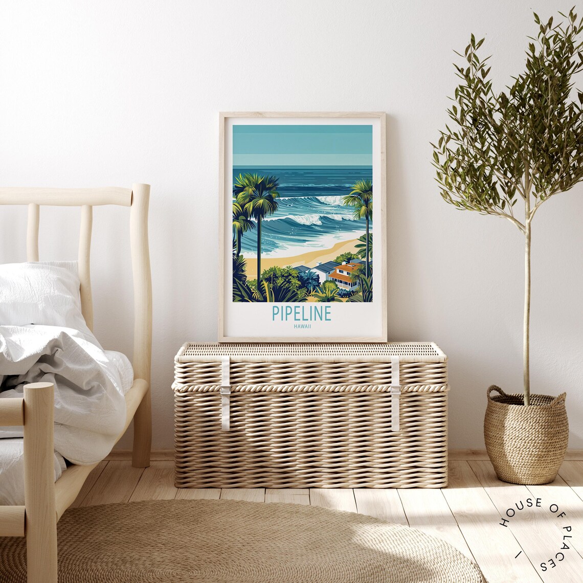 Pipeline Hawaii Big Wave Beachfront Palms Cottages Coast Poster - Image 2