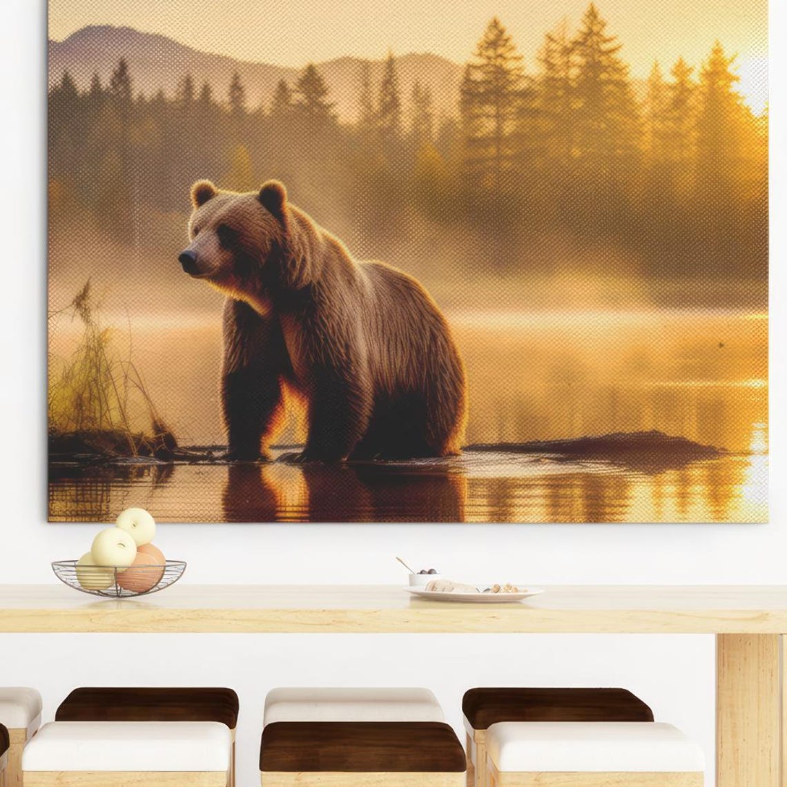 Grizzly Bear Minimalist Mountain Art Print - Image 2