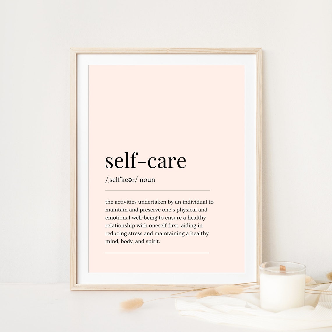 Self Care Definition Blush Minimalist Wellness Decor Wall Poster - Image 7