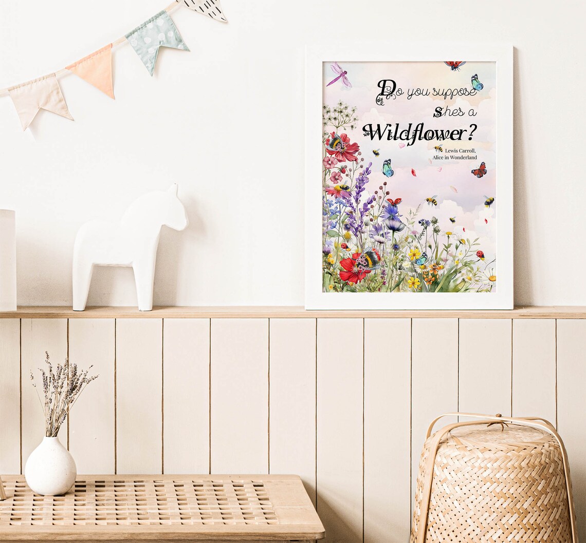 Alice In Wonderland Wildflowers Nursery Art Print - Image 4