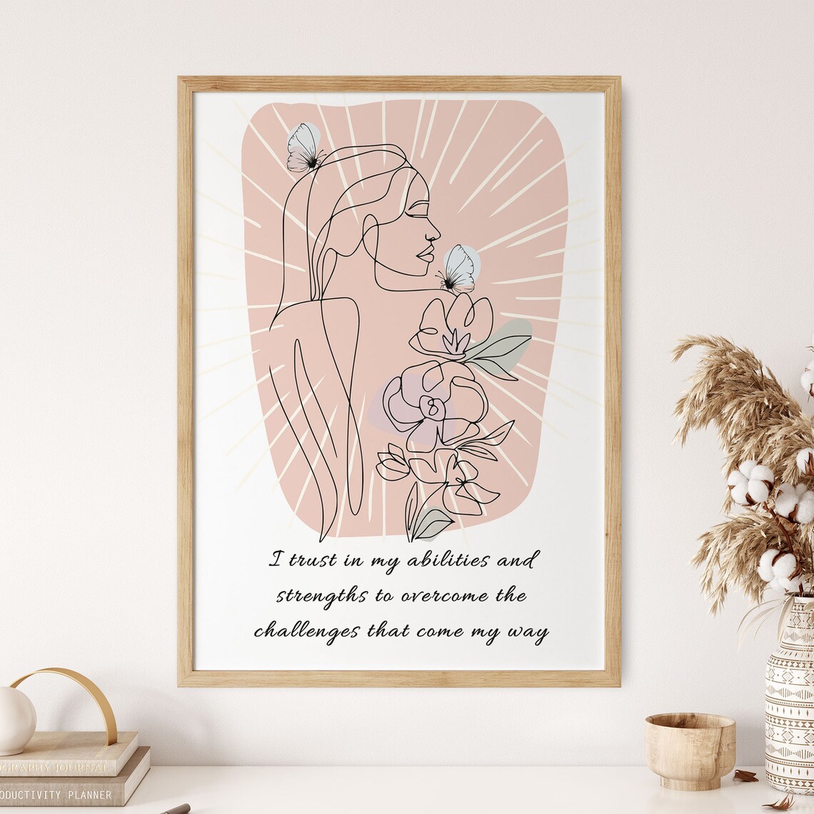 Trust Your Strengths Self Belief Boho Line Art Woman Wall Print - Image 5