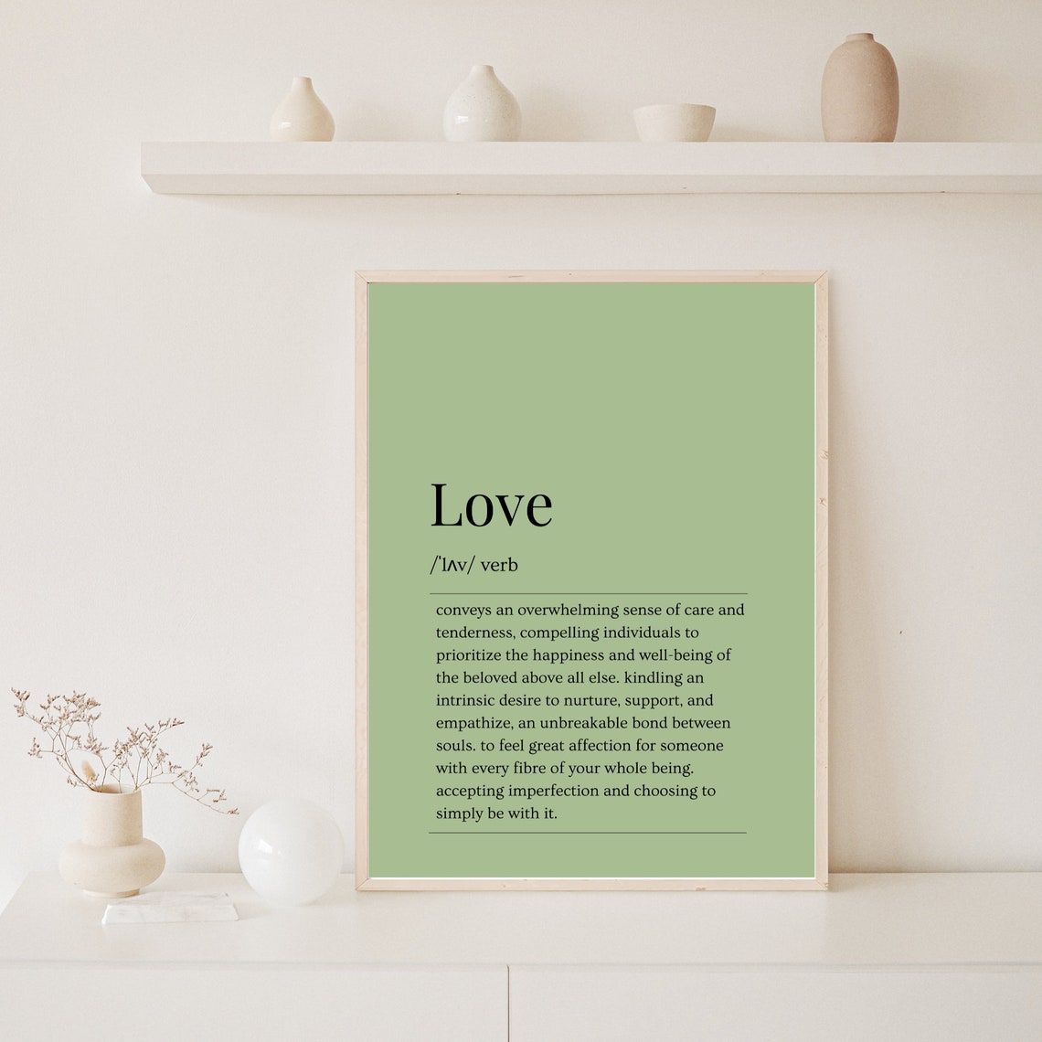 Love Dictionary Definition Green Background Typography Poster - Image 4