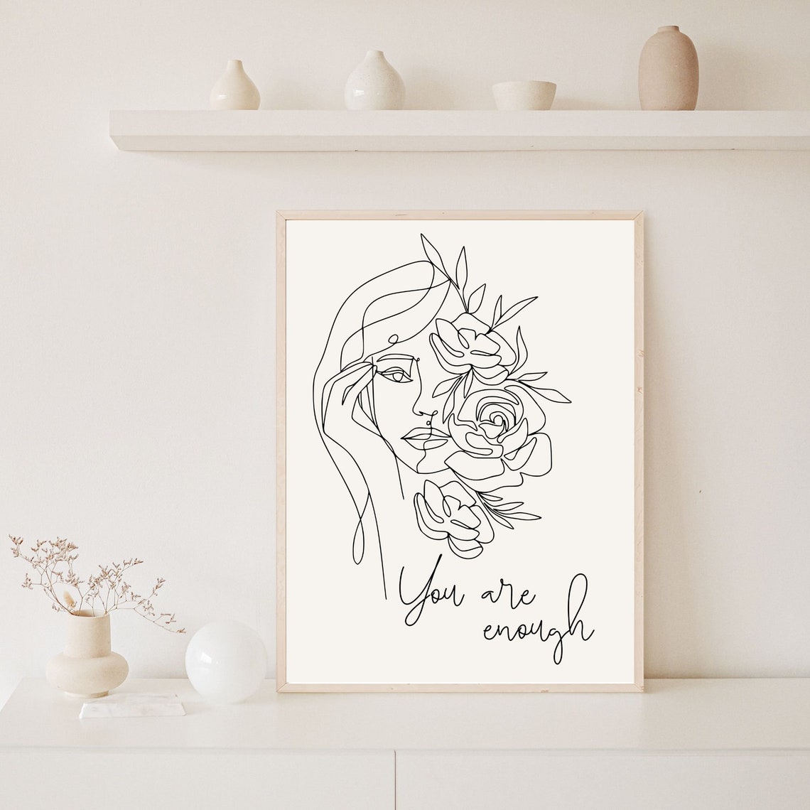 Female Inspiration Wall Art Inspirational Teens Art Motivational Posters Mental Health Gift You Are Enough Sign Self Love Almond Lia002 - Image 5