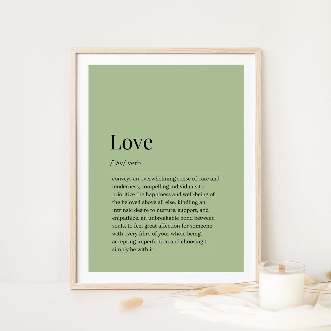 Love Dictionary Definition Green Background Typography Poster - Image 6