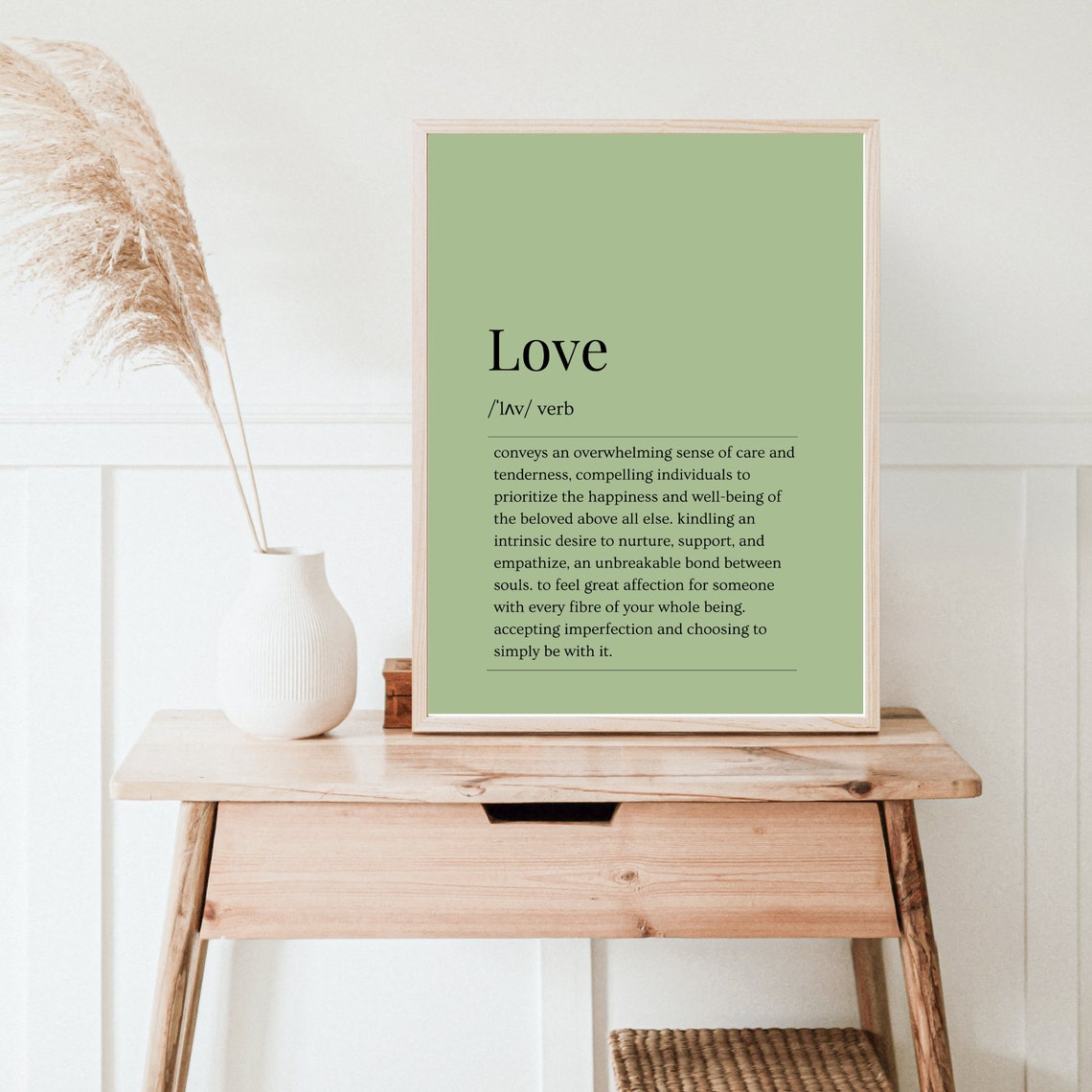 Love Dictionary Definition Green Background Typography Poster - Image 2