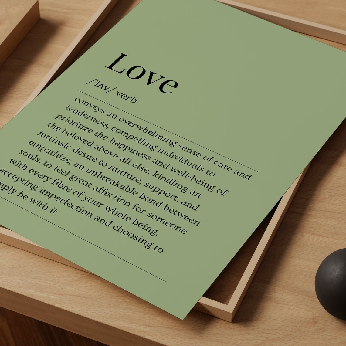 Love Dictionary Definition Green Background Typography Poster - Image 5