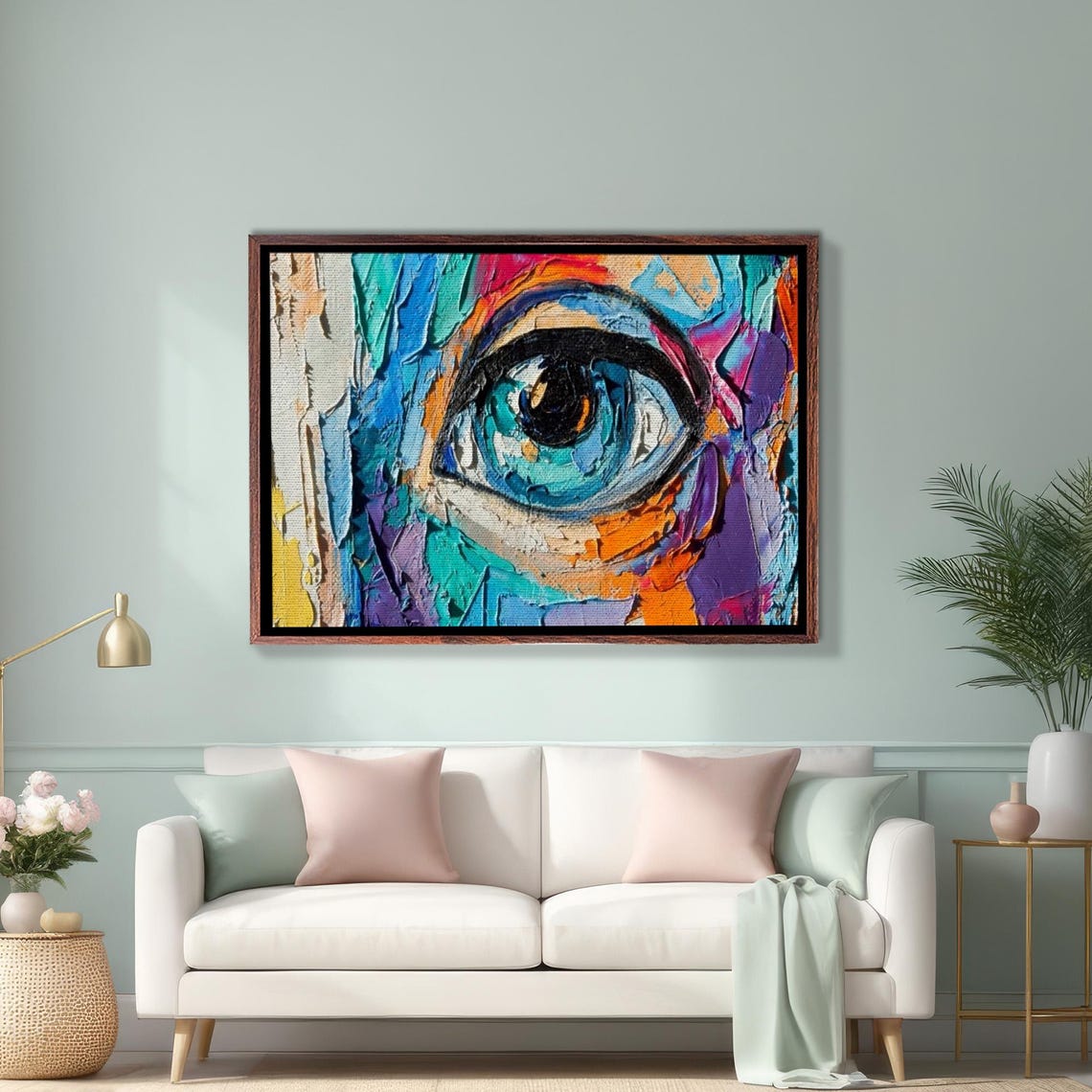 Vibrant Abstract Eye Close-Up Thick Brush Oil Painting Art Poster
