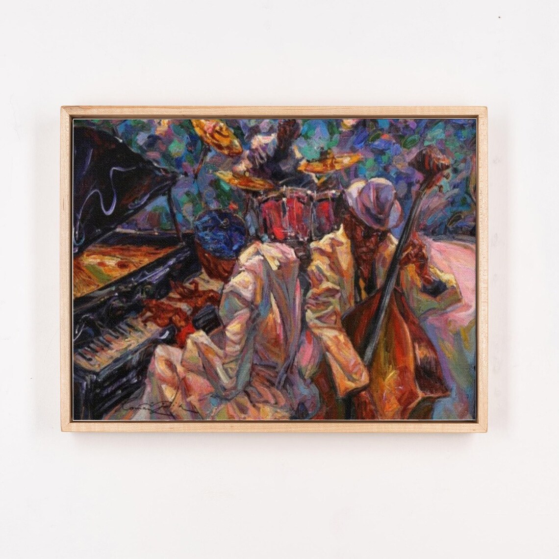 Jazz Band Playing Piano Bass And Drums Expressionist Music Painting Poster - Image 4