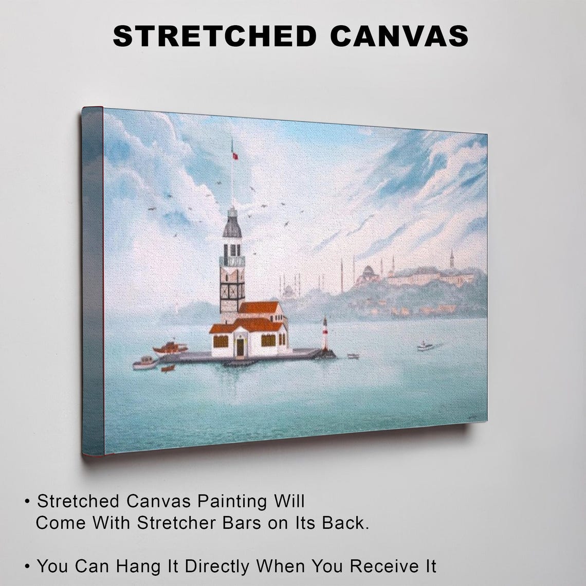 Maidens Tower Istanbul Bosphorus Historic Lighthouse Painting Poster - Image 3