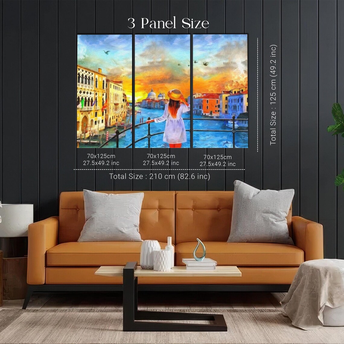 Girl in White Dress Watching Venice Grand Canal Sunset Art Poster - Image 2