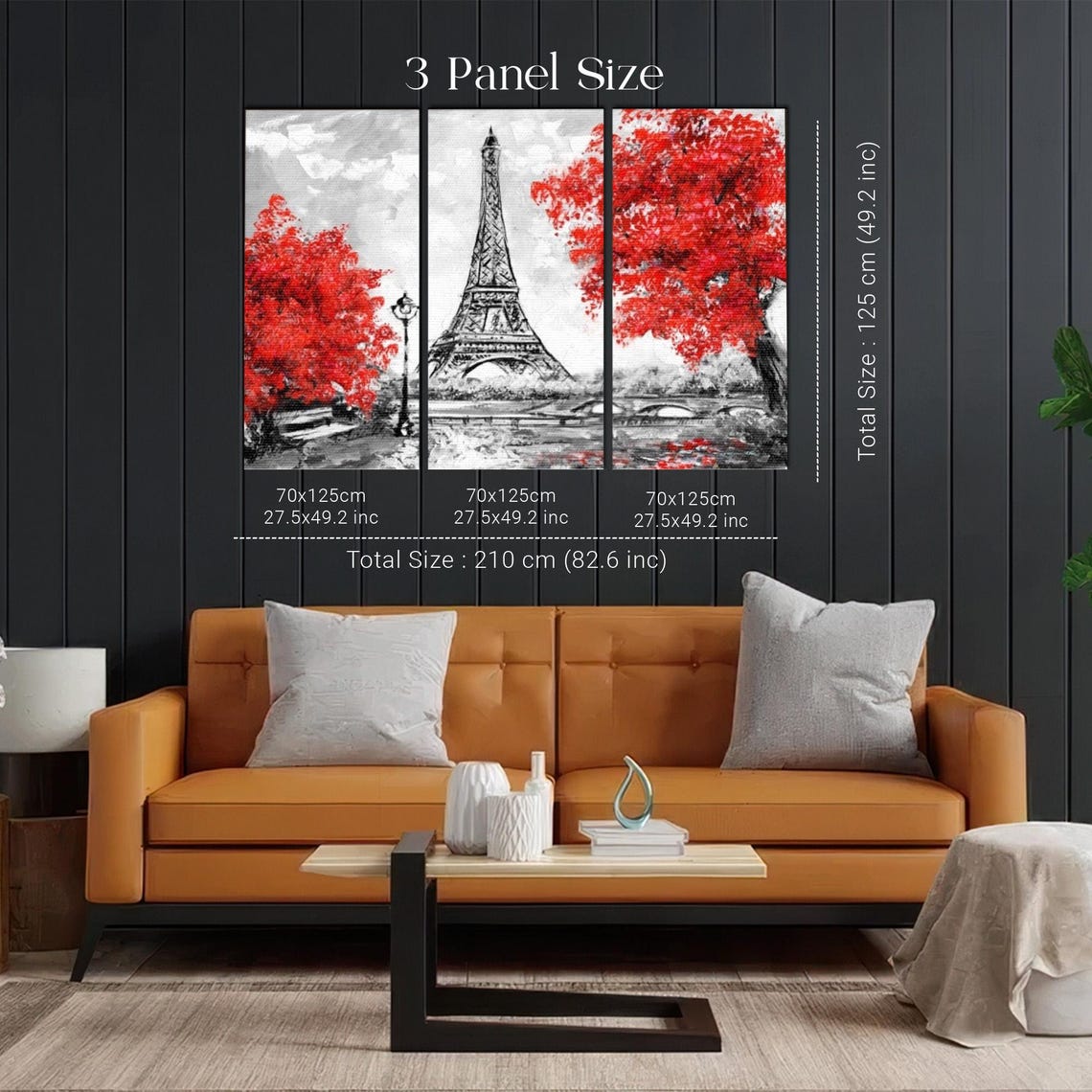 Paris Eiffel Tower With Red Trees Selective Color Art Poster - Image 2