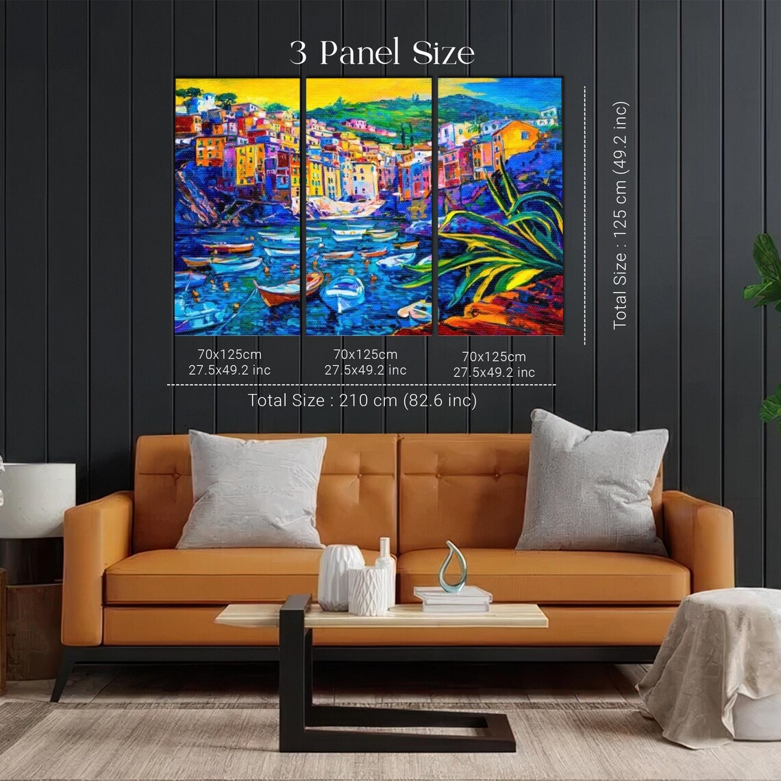 Colorful Boats Crowded At Harbor Shore Fauvist Painting Poster - Image 2