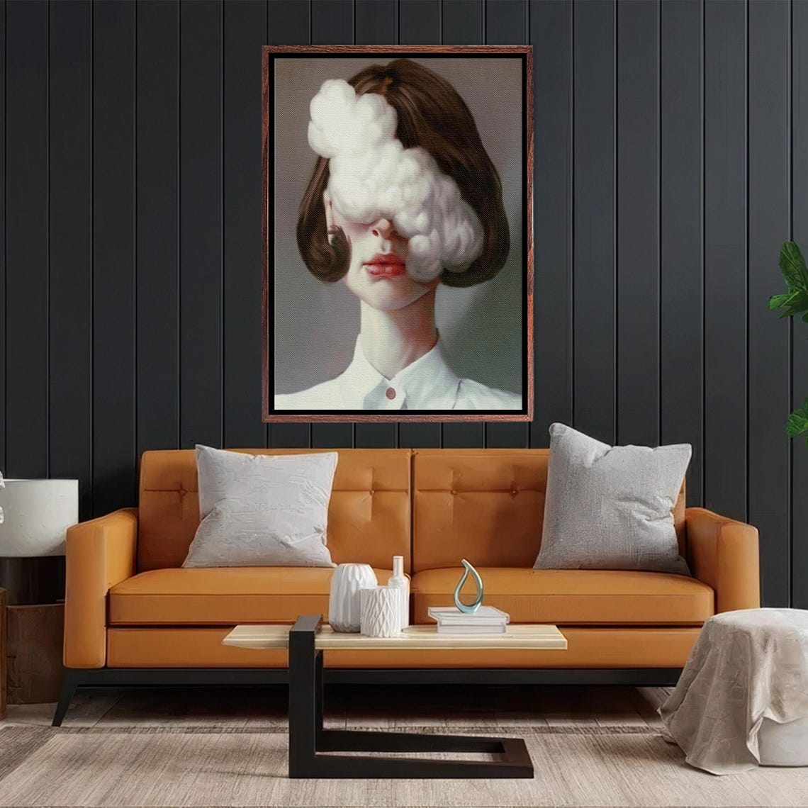 Surreal Woman Portrait With White Cloud Over Her Eyes Poster - Image 2
