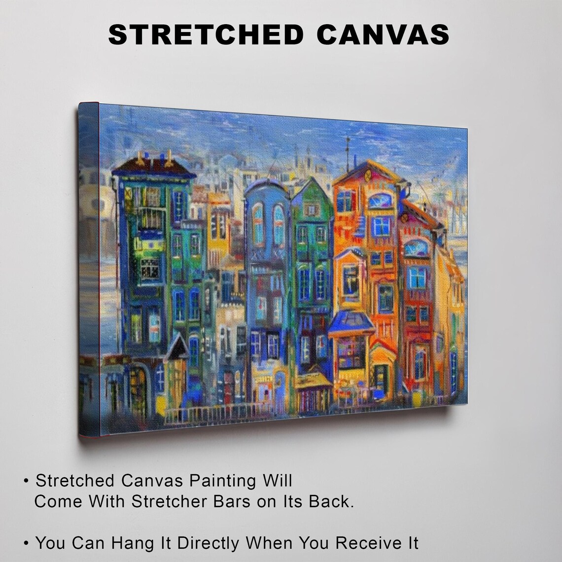 Colorful Row of Traditional Dutch Canal Houses Painting Poster - Image 3