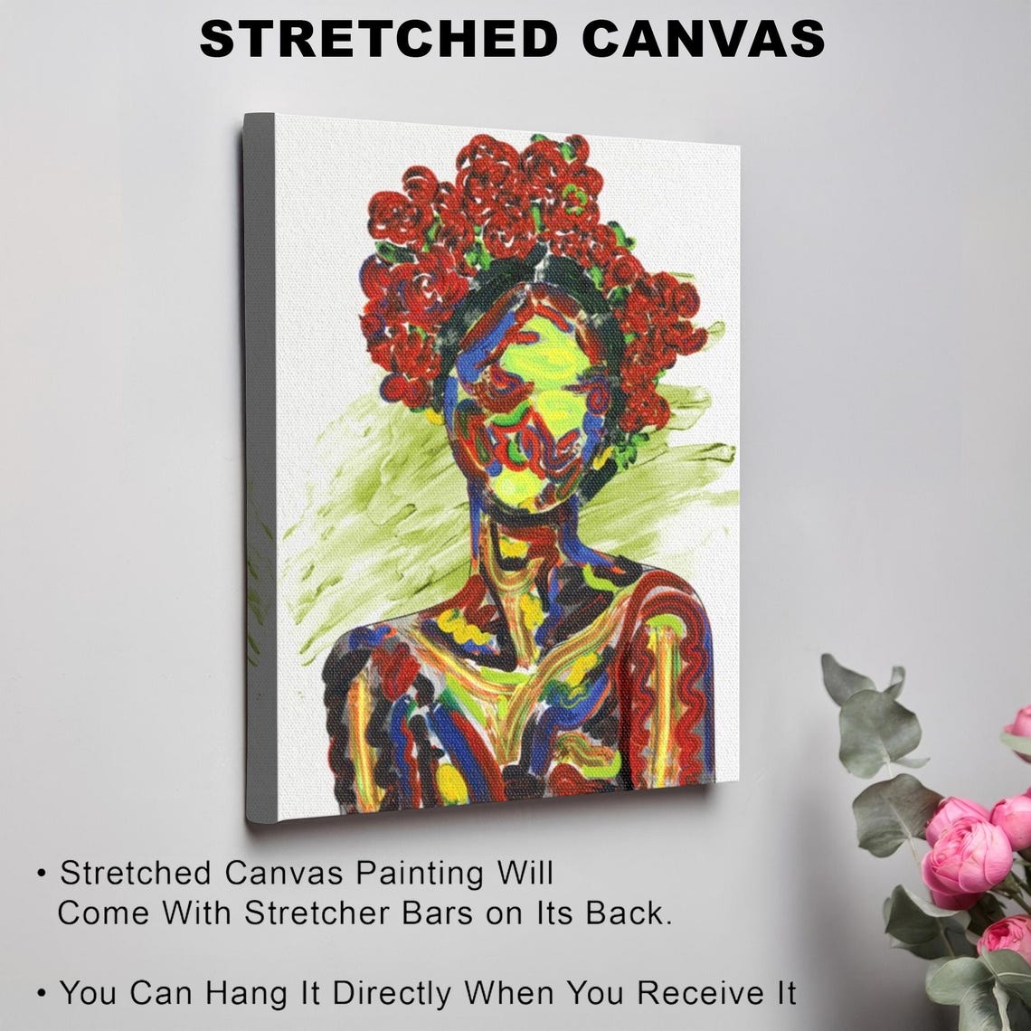 Colorful Abstract Woman With Red Rose Crown Expressionist Poster - Image 3