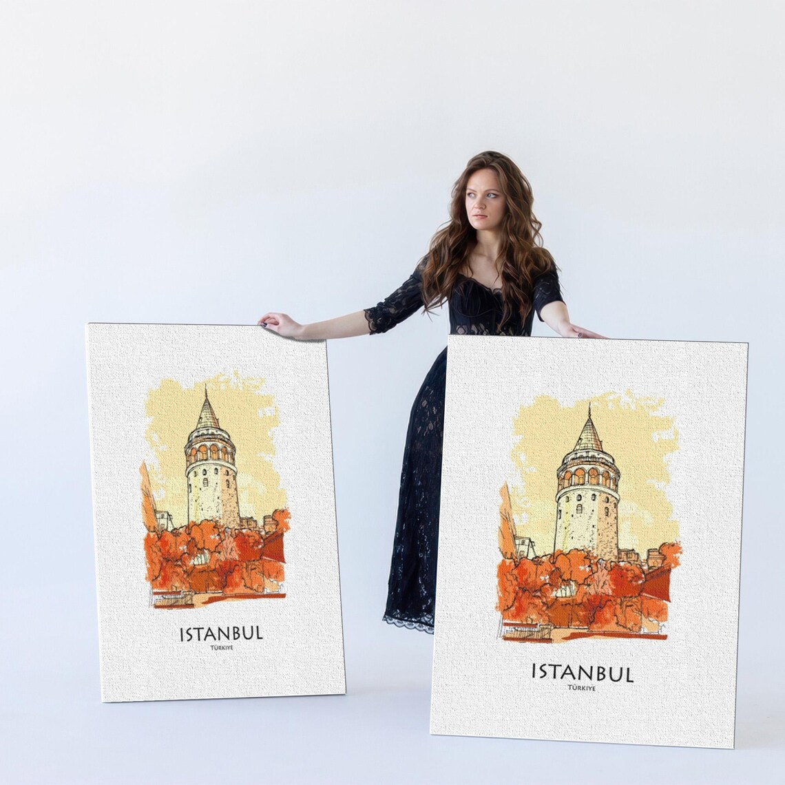 Galata Tower Istanbul Watercolor Travel Landmark Souvenir Poster - Image 5