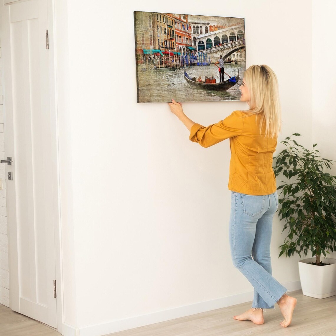 Venice Grand Canal Gondola Gliding By The Rialto Bridge Poster - Image 5