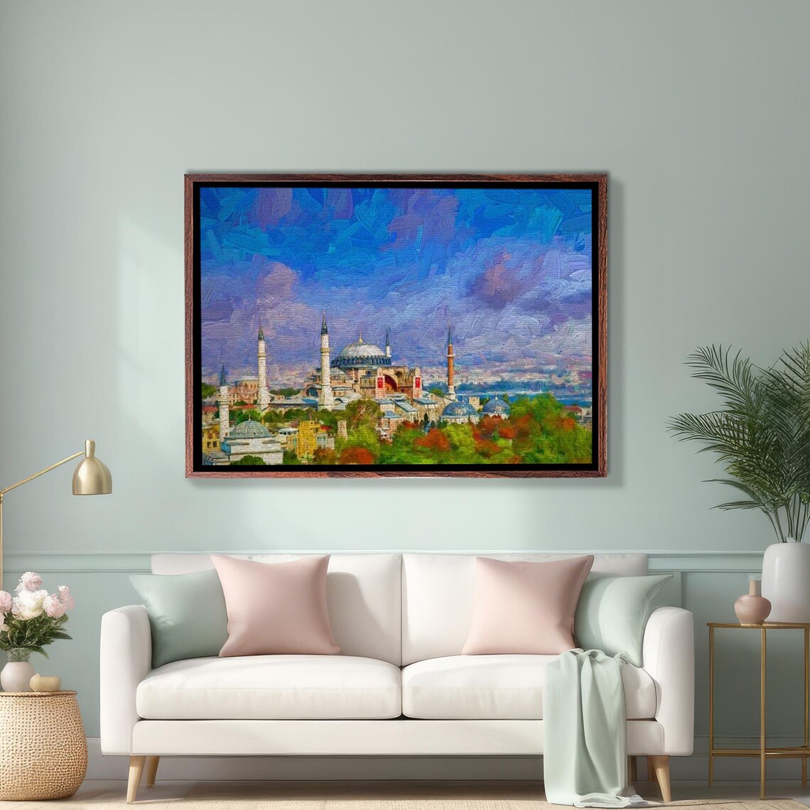 Majestic Hagia Sophia Mosque Of Istanbul Under Blue Sky Poster