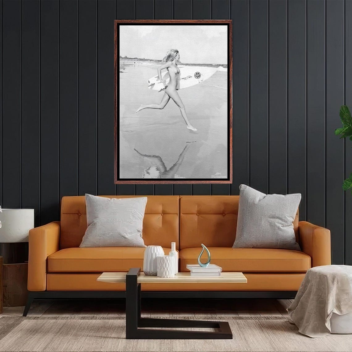 Naked Surfer Woman Painting N Modern Wall Decor N Wall Art Framed Wall Art Housewarming Gifts Large Wall Art - Image 2