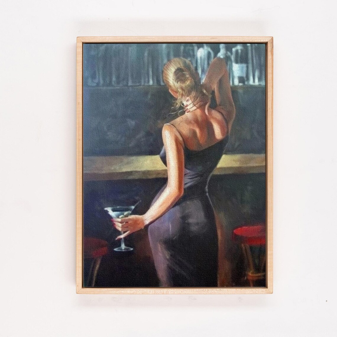 Sophisticated Woman In Black Dress Holding Martini At A Bar Poster - Image 4