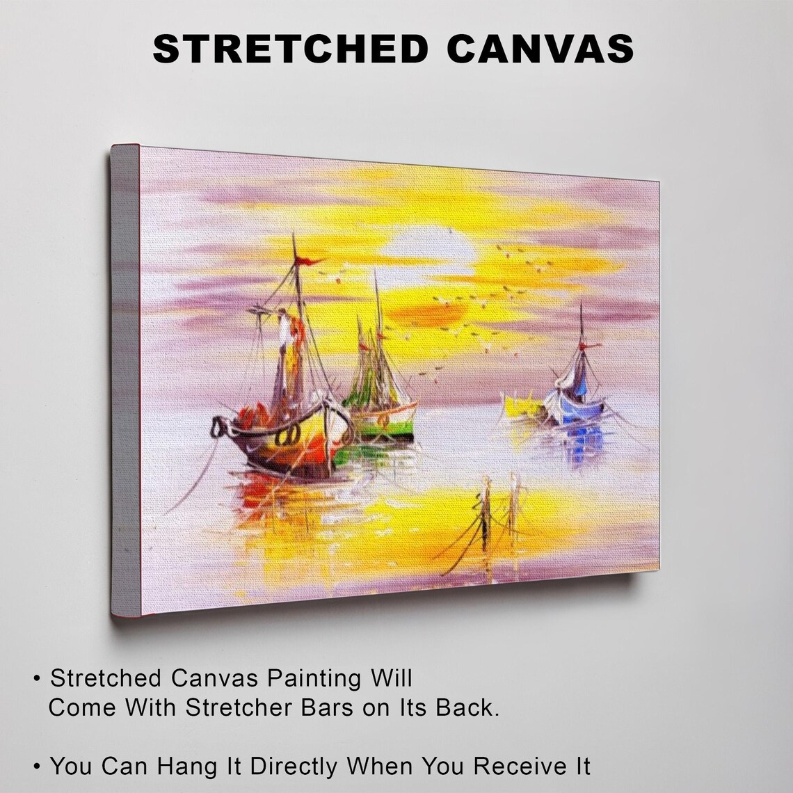 Colorful Fishing Boats Anchored At A Golden Sunrise Seascape Poster - Image 3