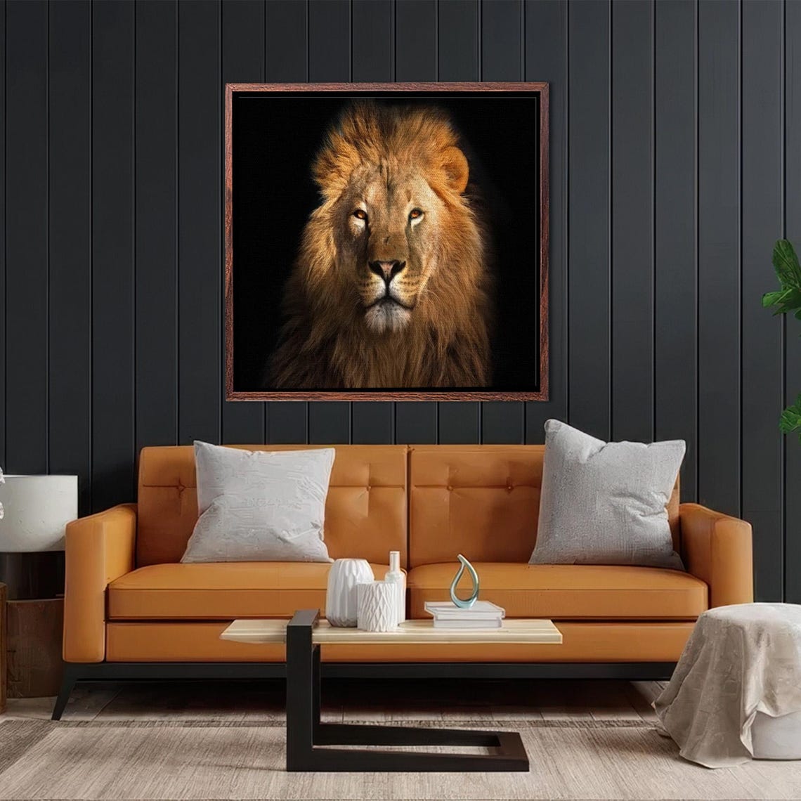 Majestic Lion Portrait On Black Background Wildlife Photo Poster - Image 2
