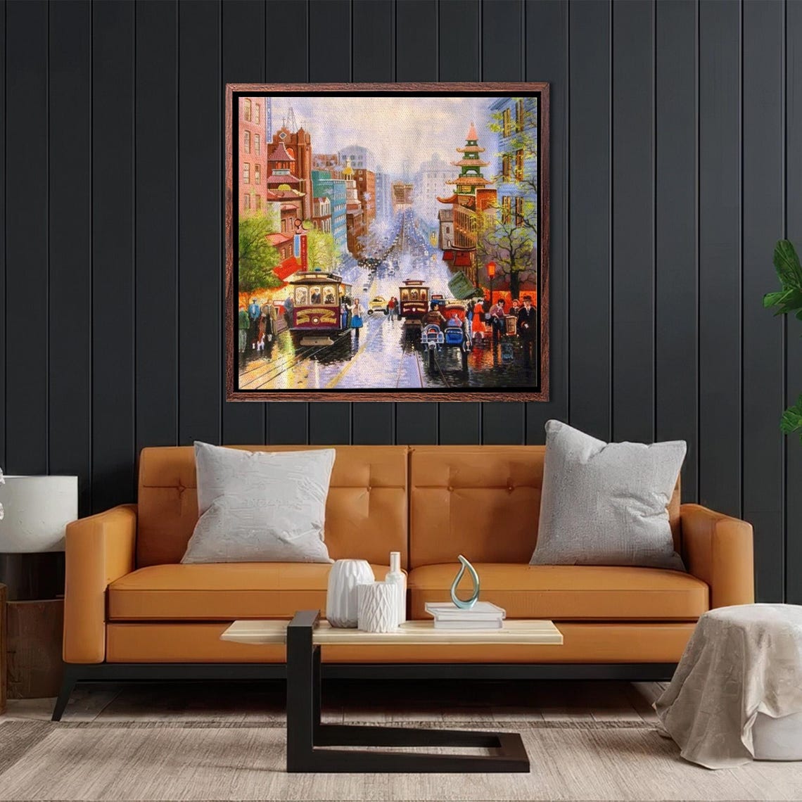 San Francisco California Street Cable Cars And Chinatown Art Poster - Image 2