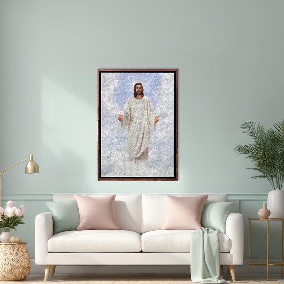 Jesus Christ In White Robes Among The Clouds Faith Art Poster