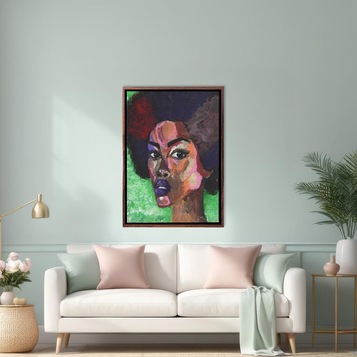 African Woman Pop Art Portrait with Afro in Bold Colors Poster