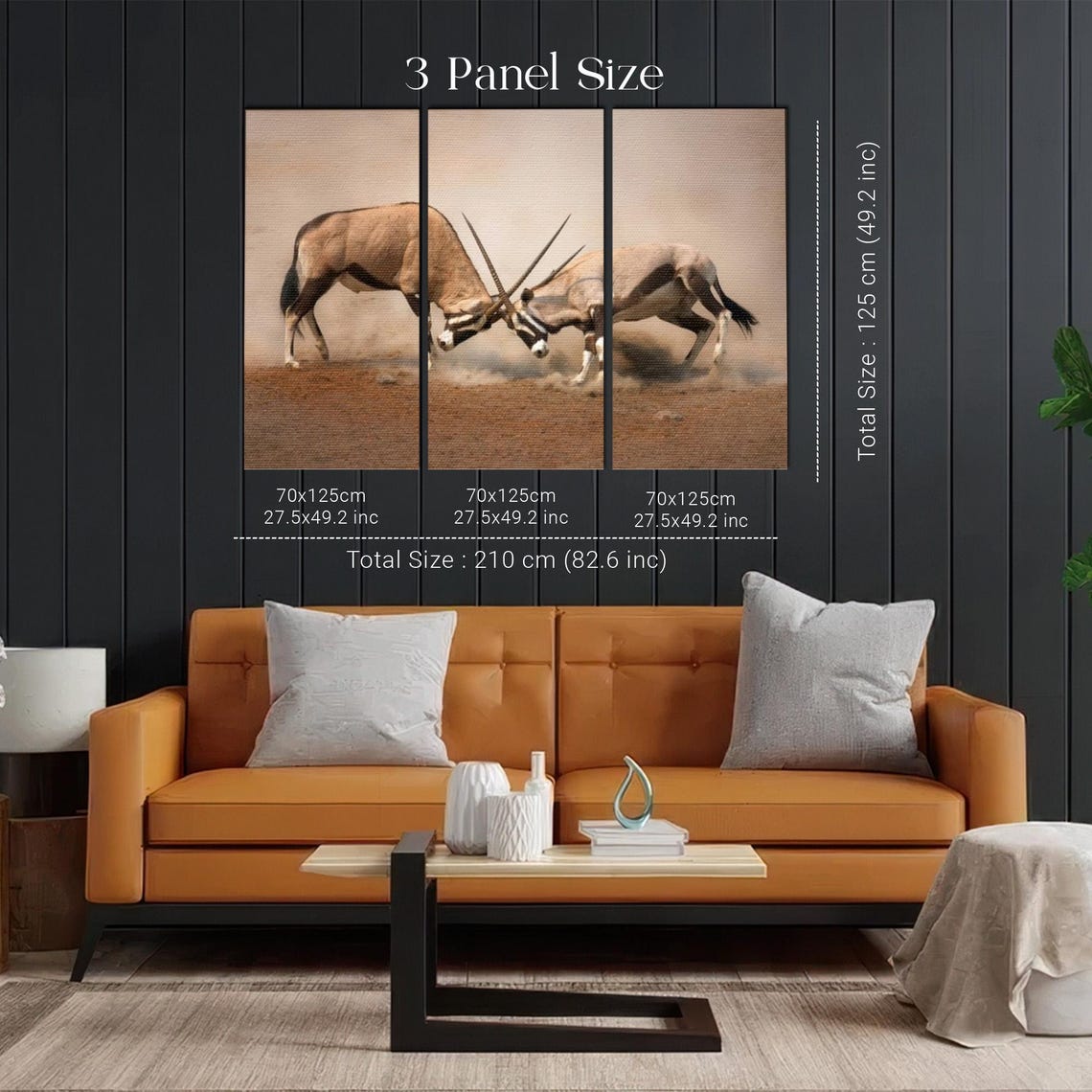 Two Oryx Antelopes Locking Horns African Desert Battle Poster - Image 2