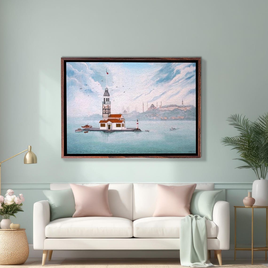 Maidens Tower Istanbul Bosphorus Historic Lighthouse Painting Poster