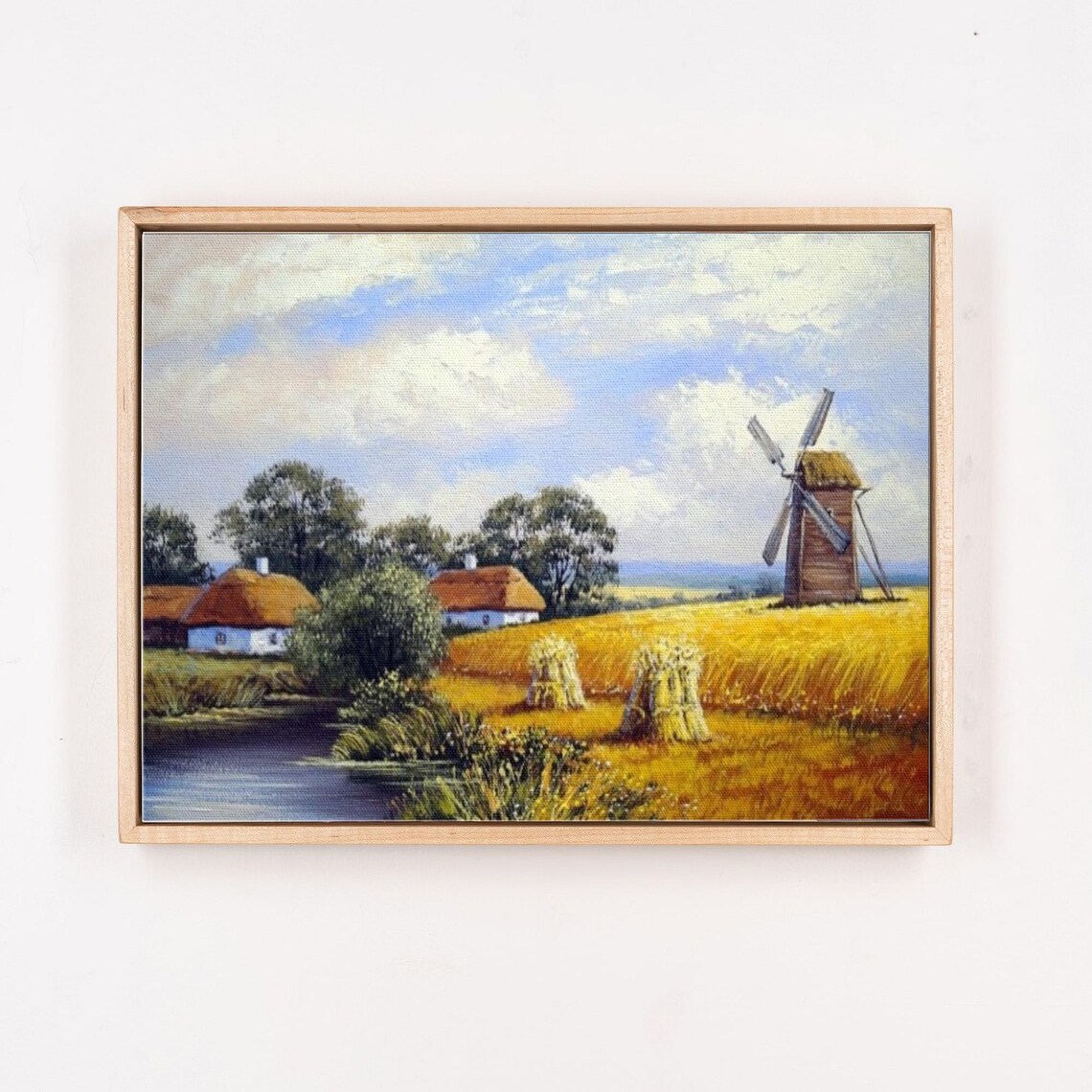 Golden Wheat Field And Windmill Countryside Oil Painting Poster - Image 4