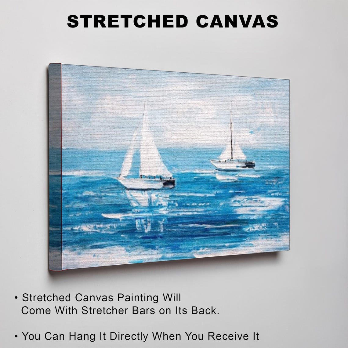 Two White Sailboats On The Blue Sea Impressionist Art Poster - Image 3