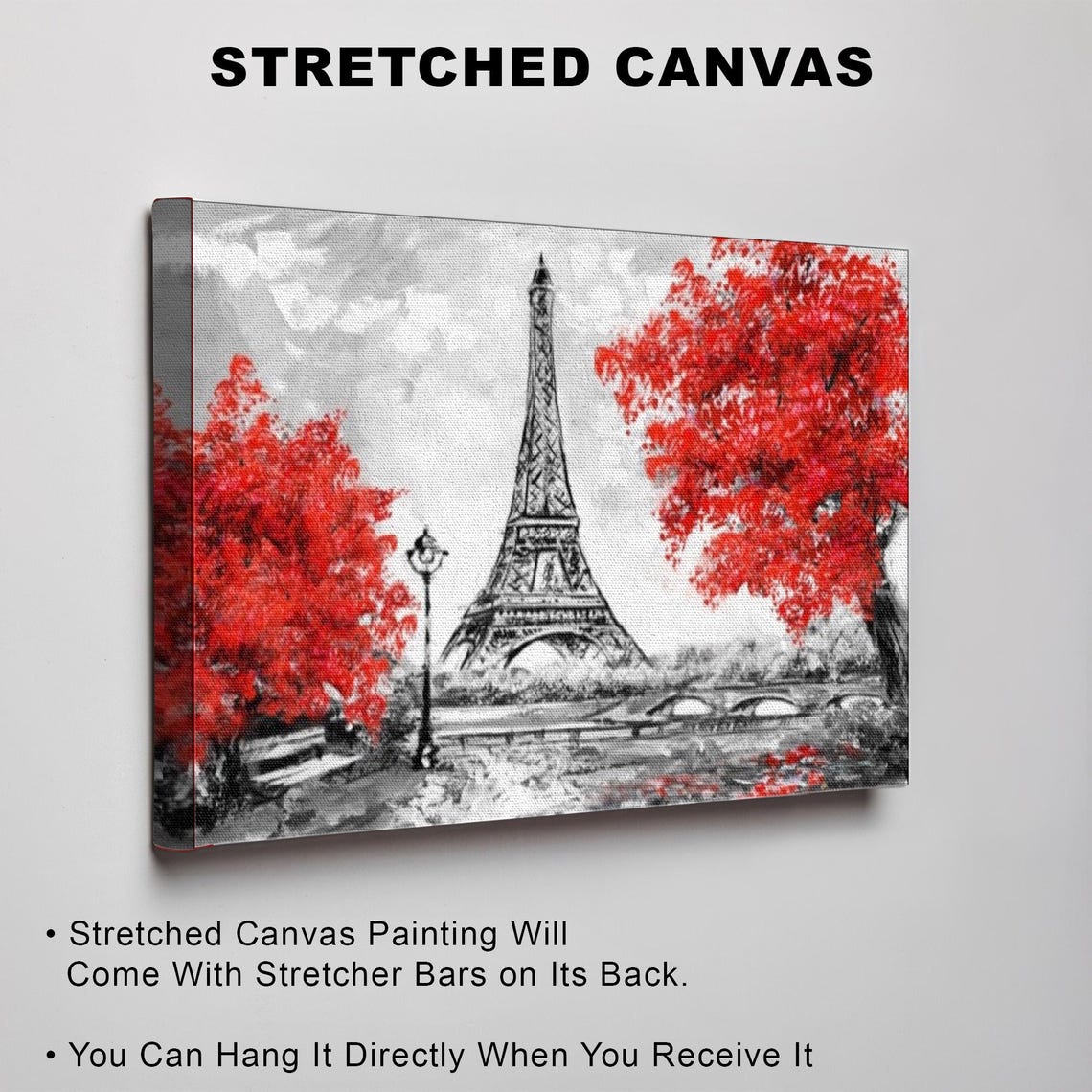 Paris Eiffel Tower With Red Trees Selective Color Art Poster - Image 3
