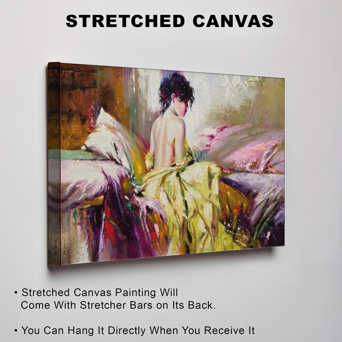 Impressionist Nude Woman Draped In Gold Fabric On Bed Poster - Image 3